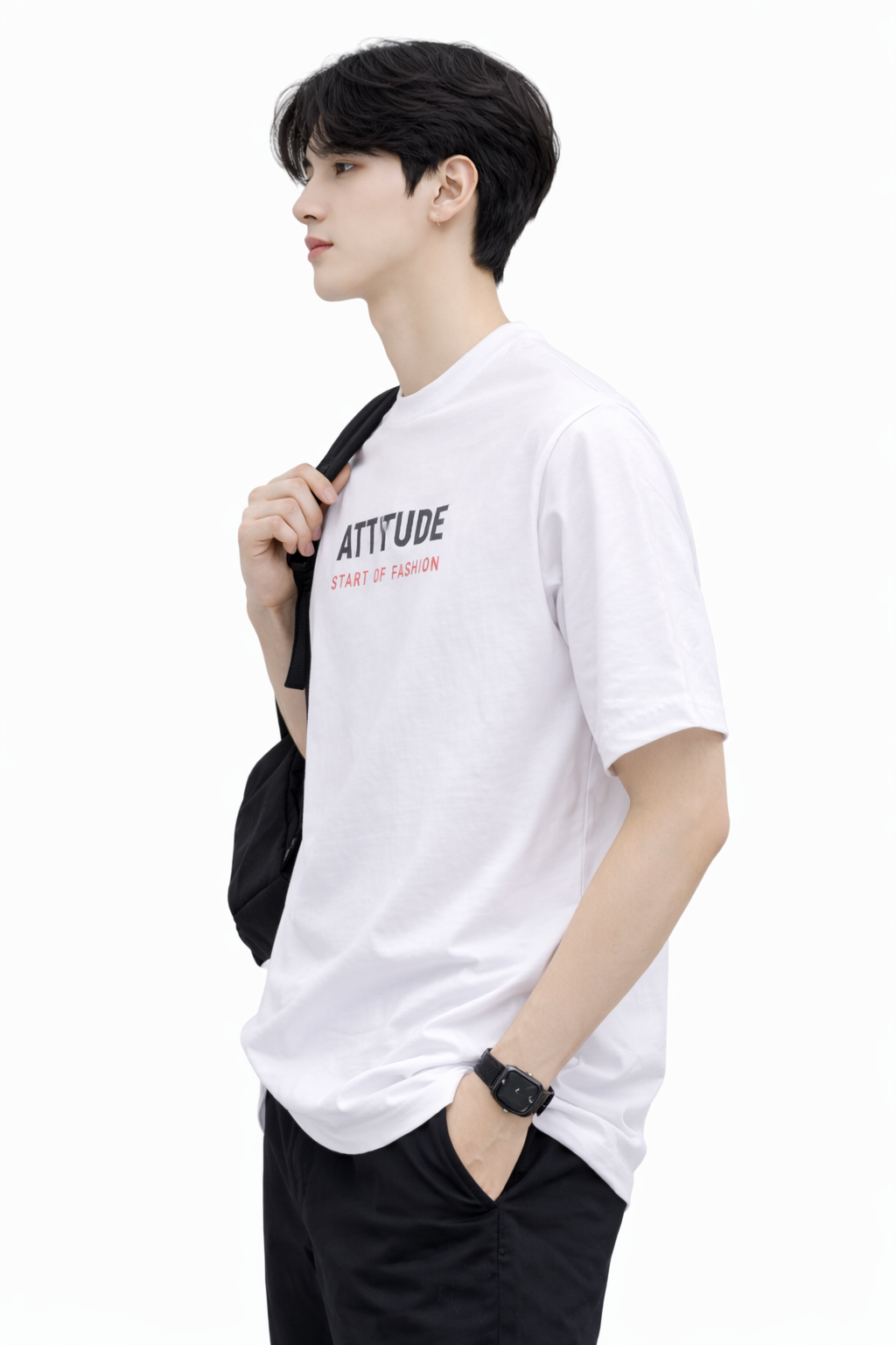 Attitude Start of Fashion White Crew Neck T-Shirt for Men – Attitude Graphic Print