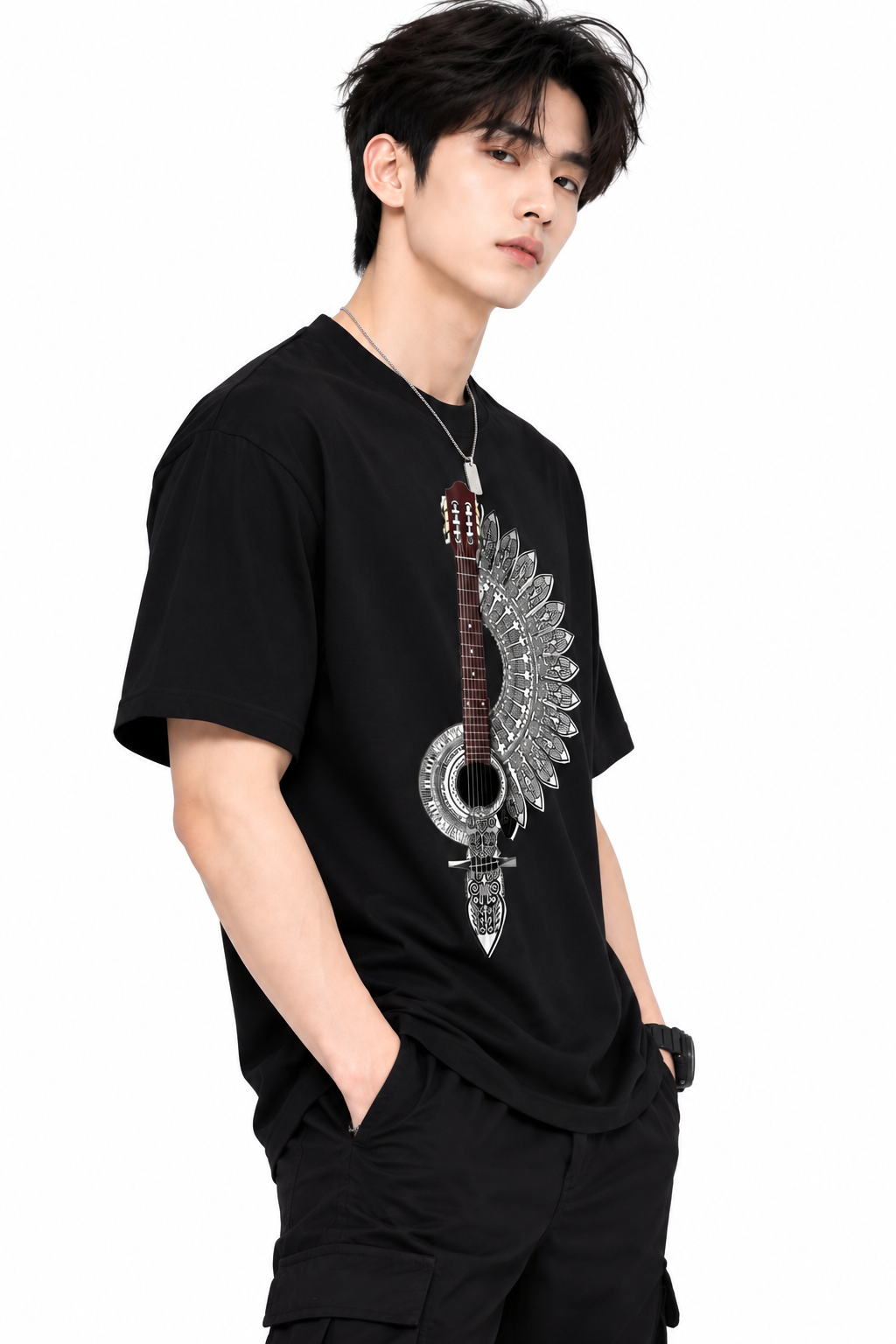 Attitude T-Shirts for Men | Guitar t shirt | Oversized Printed T-Shirt |  100% Pure Cotton T Shirt