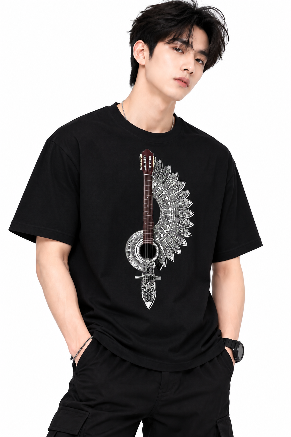 Attitude T-Shirts for Men | Guitar t shirt | Oversized Printed T-Shirt |  100% Pure Cotton T Shirt
