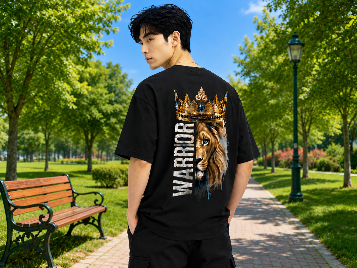 Attitude Men Tiger Printed Oversized Black Tee | Anime T Shirt | Baggy T Shirt