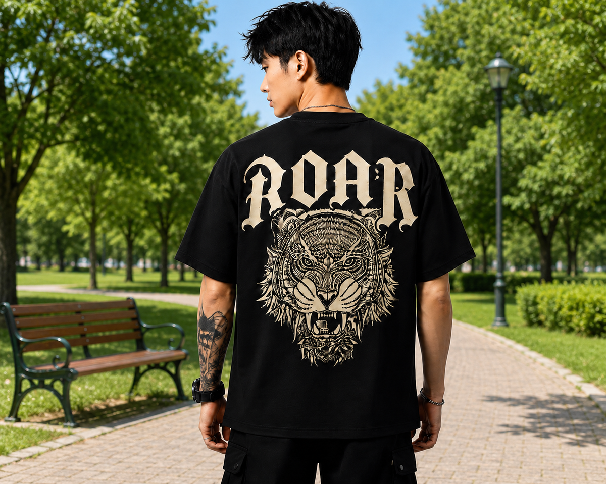 Attitude Men Printed Oversized Fit Cotton T- Shirt