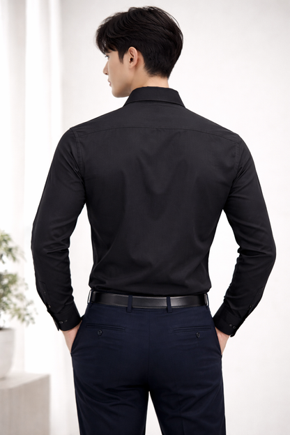 Attitude Start of Fashion Men’s Classic Black Slim Fit Formal Shirt – Premium Cotton, Full Sleeves