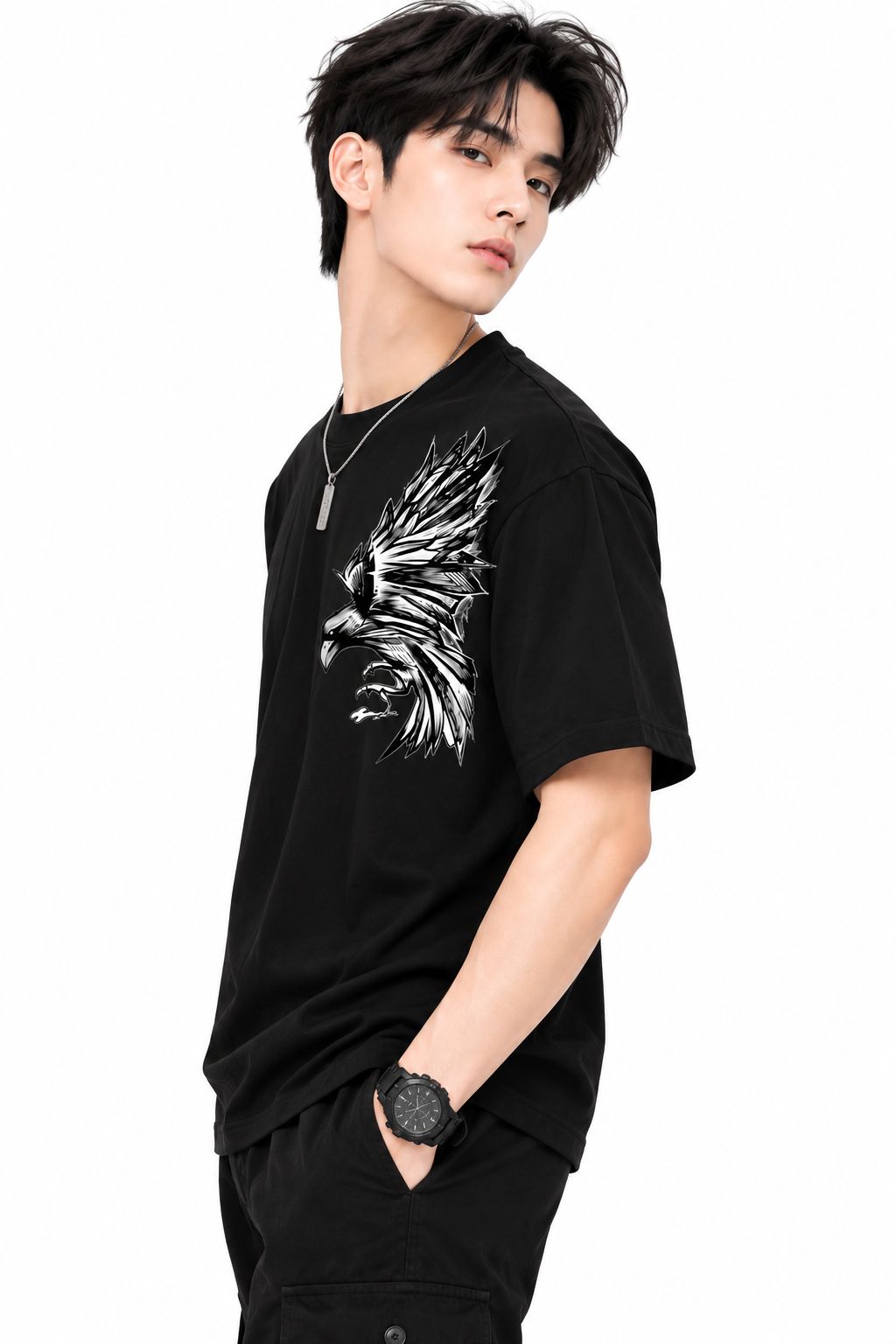 Attitude T-Shirts for Men | Eagle Printed | 100% Pure Cotton Oversized T Shirt | Trending