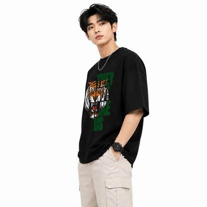 Attitude T-Shirts for Men | Oversized Printed T-Shirt | Wild Life | 100% Cotton T Shirt