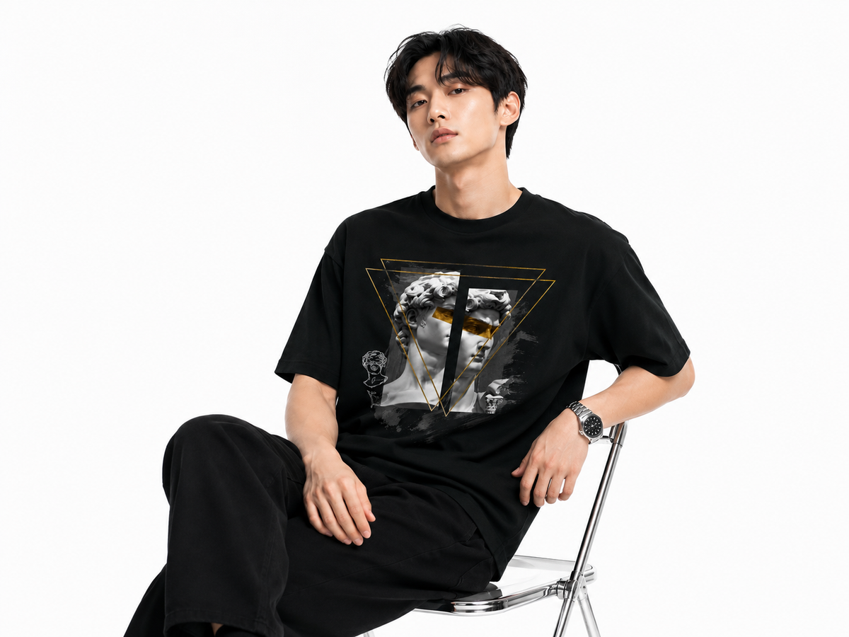 Attitude Men's Oversized Graphic T-Shirt for Men | Soft Cotton | Drop Shoulder Relaxed Fit | Printed Casual Tshirt for Men