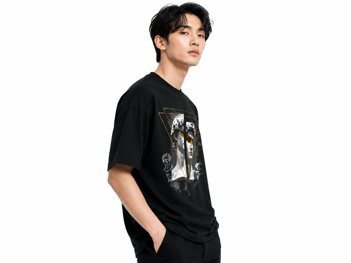 Attitude Men's Oversized Graphic T-Shirt for Men | Soft Cotton | Drop Shoulder Relaxed Fit | Printed Casual Tshirt for Men
