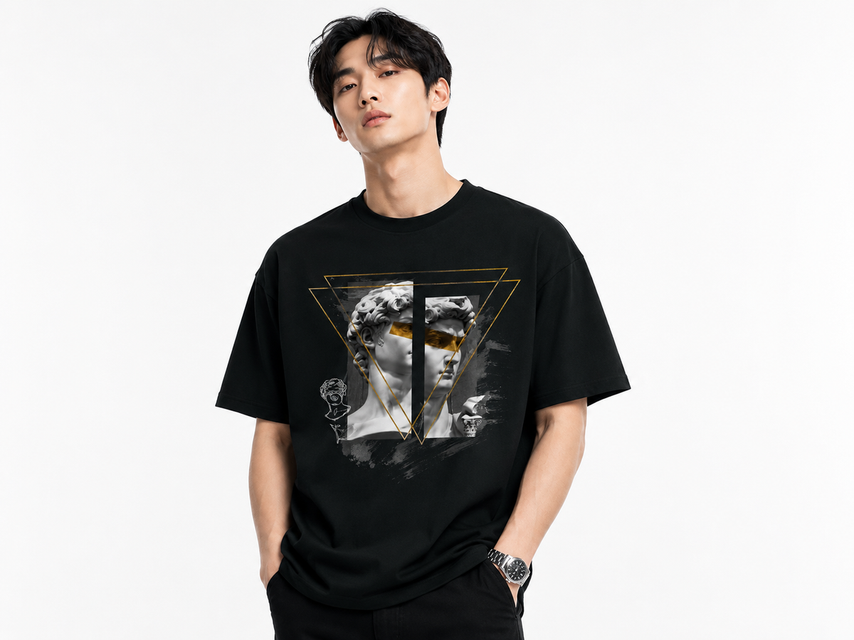 Attitude Men's Oversized Graphic T-Shirt for Men | Soft Cotton | Drop Shoulder Relaxed Fit | Printed Casual Tshirt for Men
