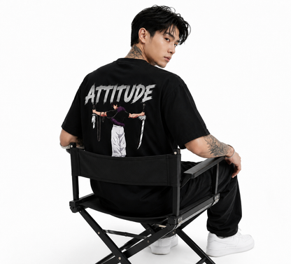 Attitude Oversized Anime Graphic T-Shirt for Men | Cotton Printed Tee Japanese Streetwear Style