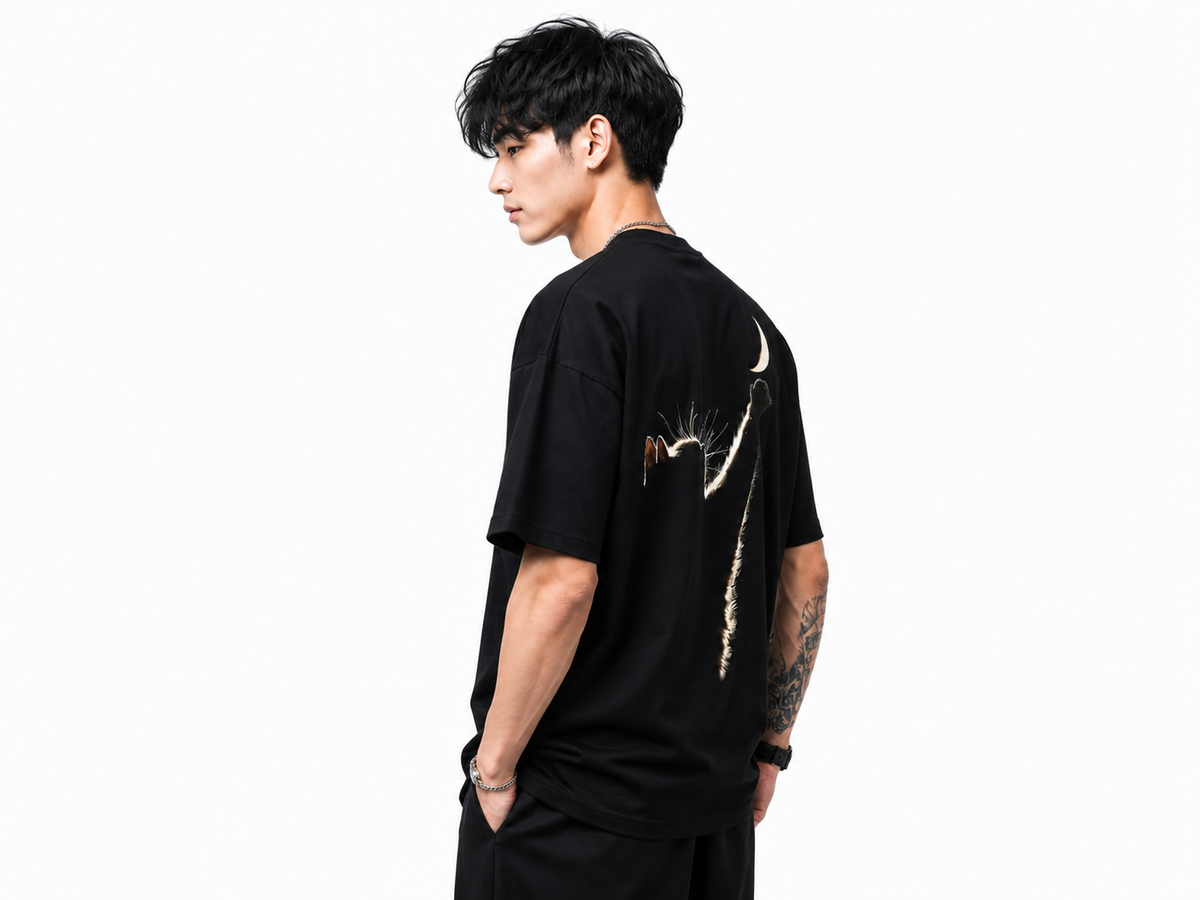 Attitude Oversized Anime Graphic T-Shirt for Men | Mens LoosE Fit Back Printed Oversized Tshirt