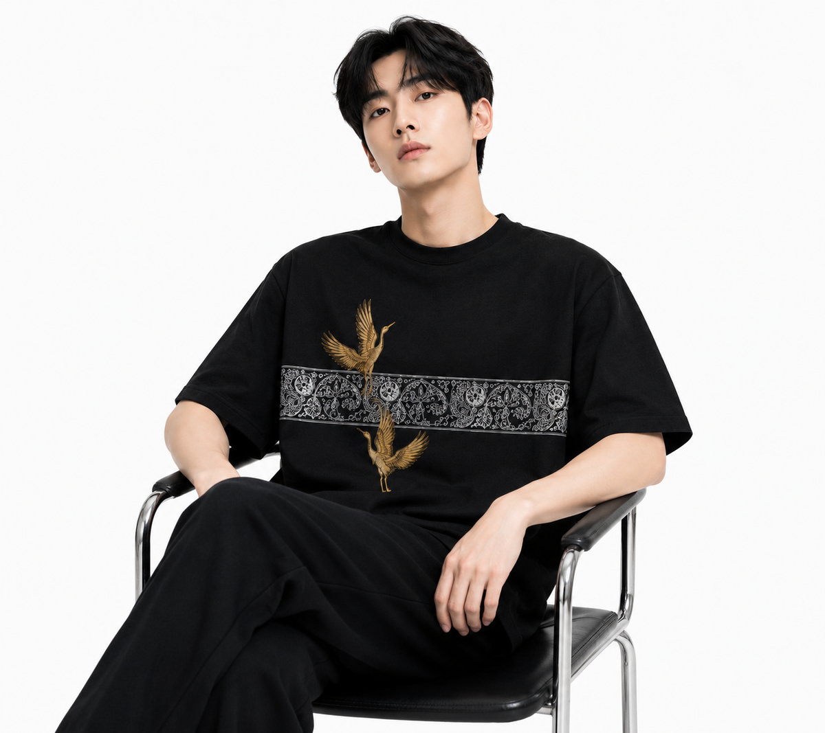 Attitude Men Typography Printed Round Neck Pure Cotton Oversized T-shirt