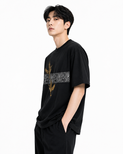 Attitude Men Typography Printed Round Neck Pure Cotton Oversized T-shirt