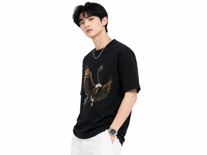 Attitude Eagle Graphic Oversized T-Shirt for Men