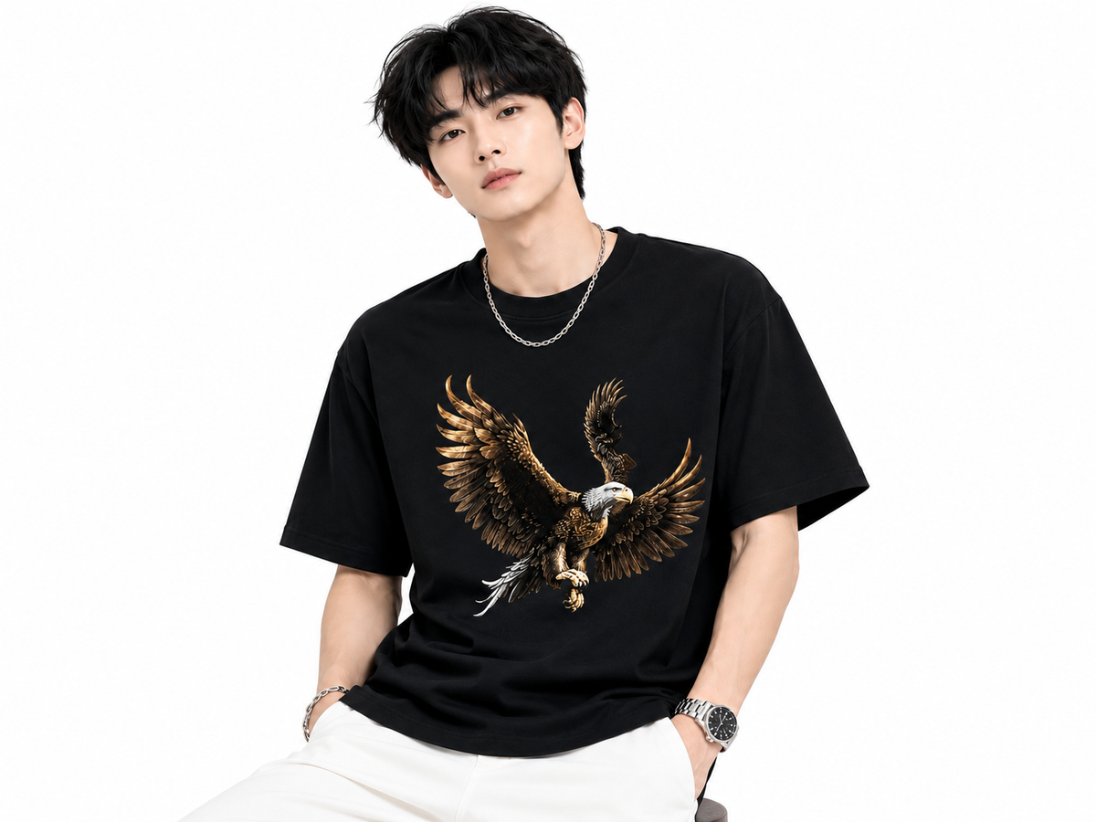 Attitude Eagle Graphic Oversized T-Shirt for Men