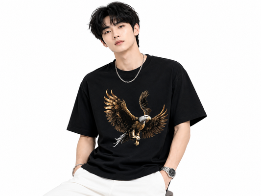 Attitude Eagle Graphic Oversized T-Shirt for Men