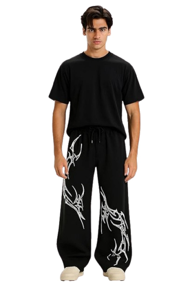 Attitude Men's Regular Fit Over Size Print Lower– Cotton Blend Joggers with Elastic Waistband & Pockets |