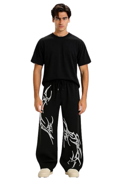 Attitude Men's Regular Fit Over Size Print Lower– Cotton Blend Joggers with Elastic Waistband & Pockets |