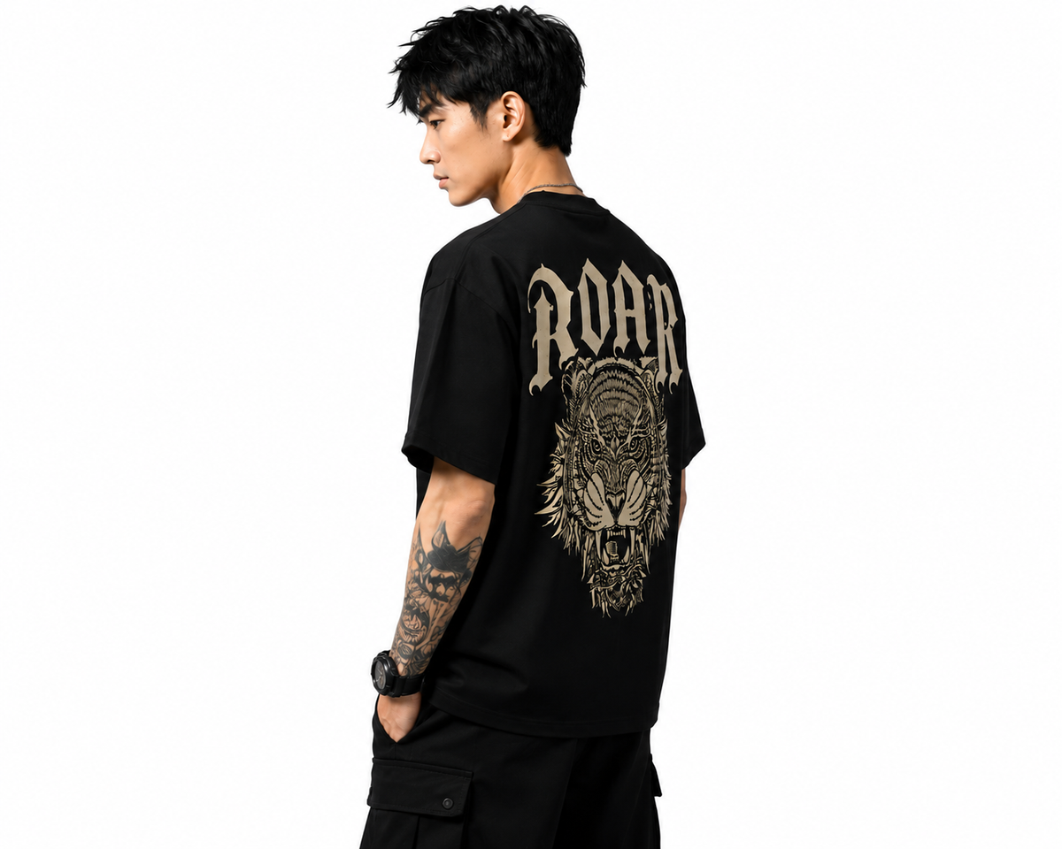 Attitude Men Printed Oversized Fit Cotton T- Shirt