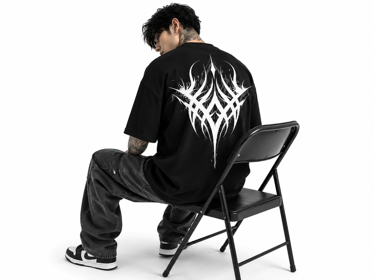 Attitude Men oversized anime gym Printed Crew Neck Oversized Fit Cotton T- Shirt