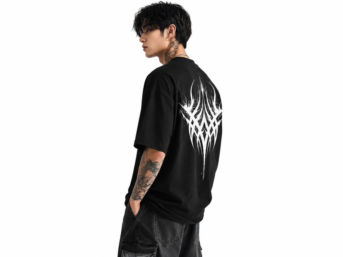 Attitude Men oversized anime gym Printed Crew Neck Oversized Fit Cotton T- Shirt
