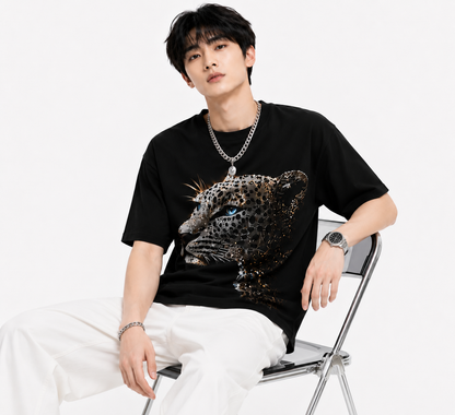 Attitude Men Tiger Warrior Oversized Black Tee | Anime T Shirt | Baggy T Shirt