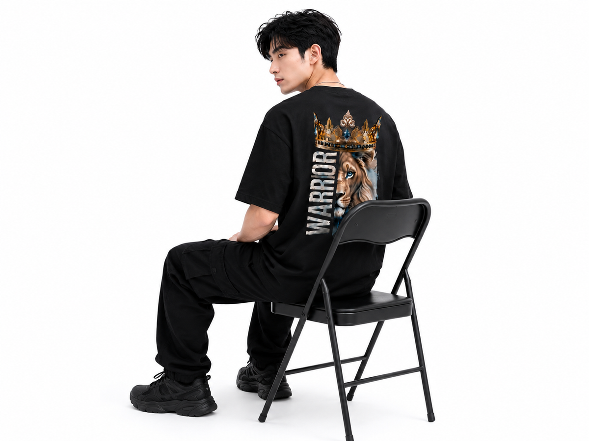 Attitude Men Tiger Printed Oversized Black Tee | Anime T Shirt | Baggy T Shirt