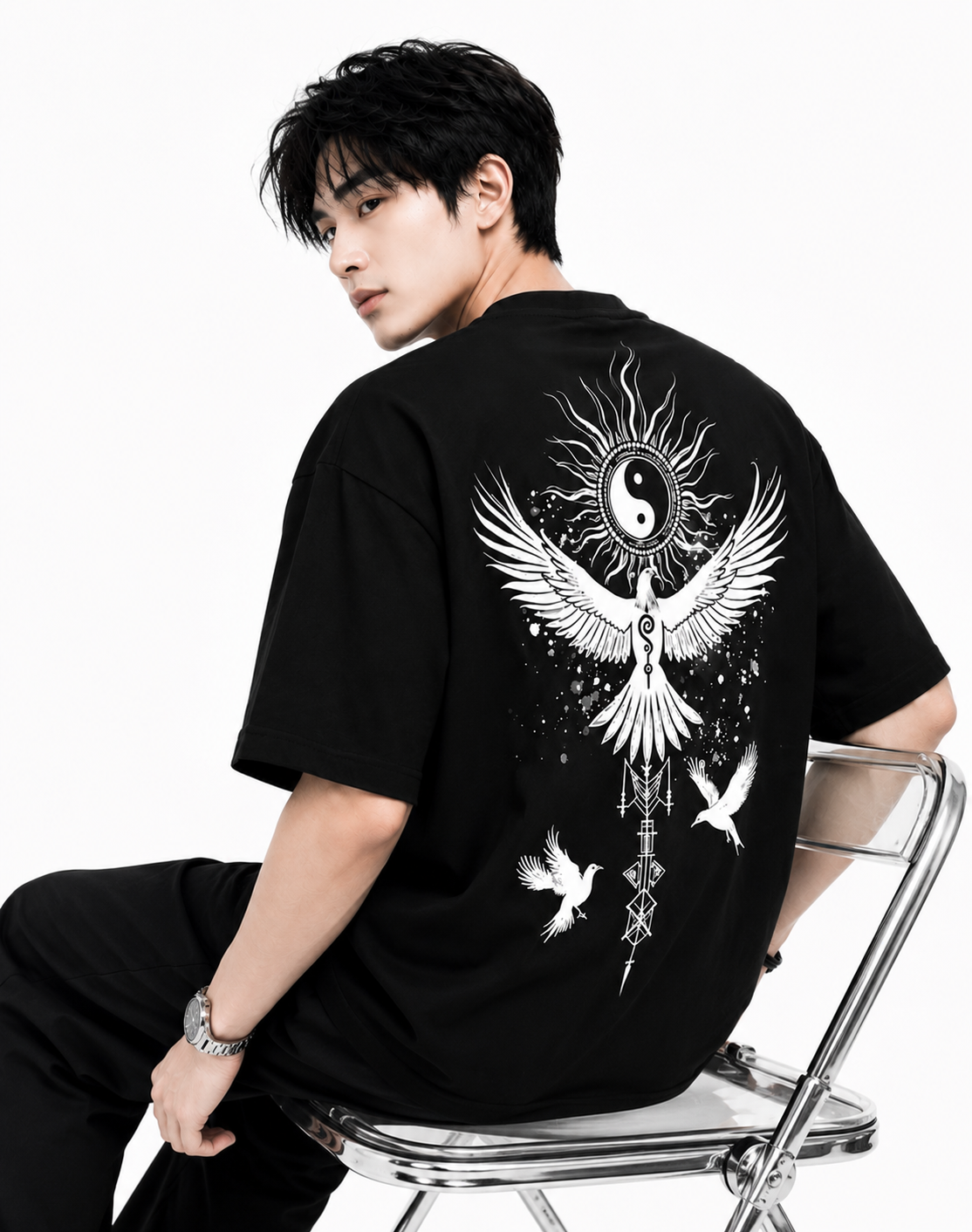 Attitude Start Of Fashion tshirt for men oversized Anime Bird Printed T shirt