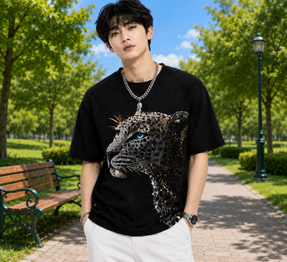Attitude Men Tiger Warrior Oversized Black Tee | Anime T Shirt | Baggy T Shirt