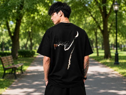 Attitude Oversized Anime Graphic T-Shirt for Men | Mens LoosE Fit Back Printed Oversized Tshirt
