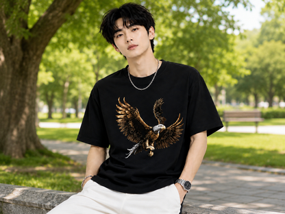 Attitude Eagle Graphic Oversized T-Shirt for Men