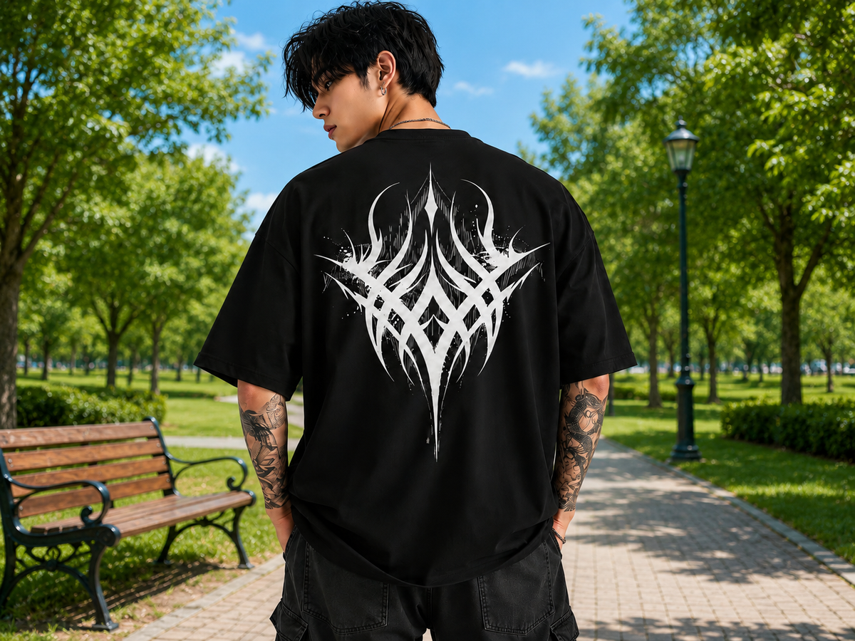 Attitude Men oversized anime gym Printed Crew Neck Oversized Fit Cotton T- Shirt