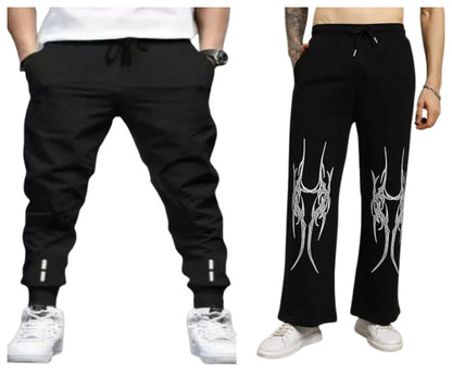 Attitude Combo Men's Regular Fit Printed Lower– Cotton Blend Joggers with Elastic Waistband & Pockets |