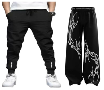 Attitude Men’s Regular Fit Printed Lower Combo – Jogger & Baggy Pants