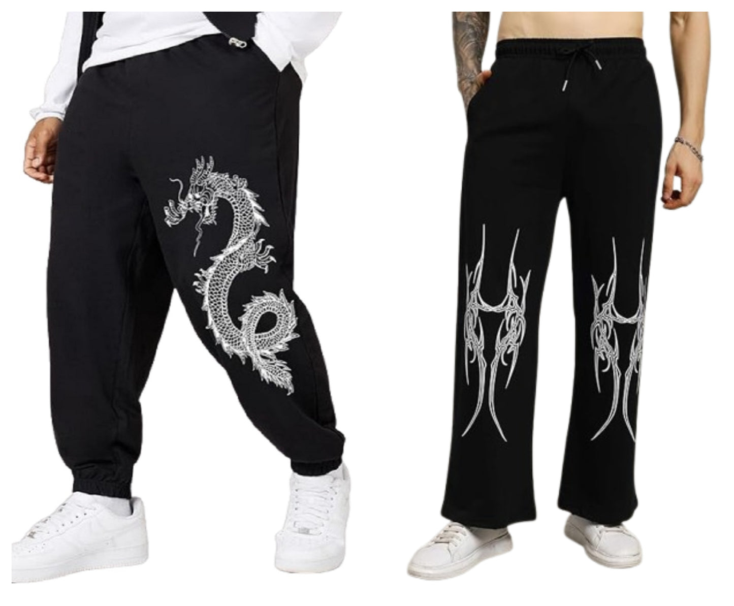 Attitude Men’s Regular Fit Baggy Lower Combo – Trendy Printed Cotton Joggers