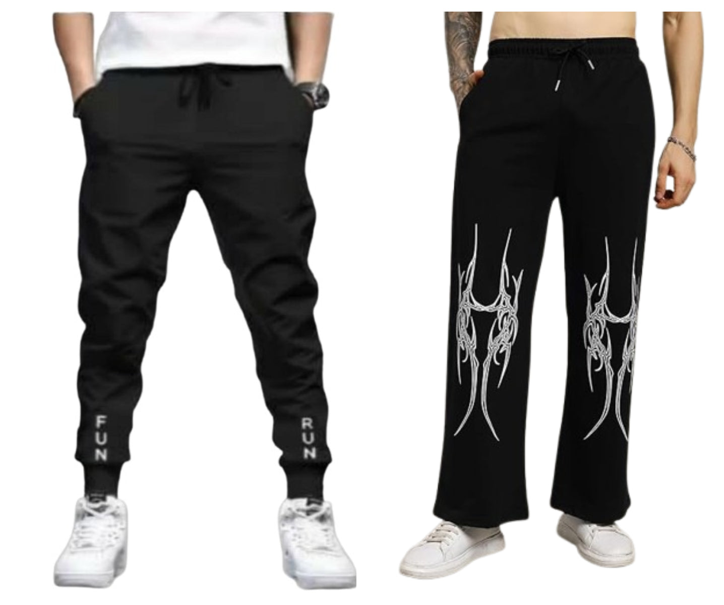 Attitude Combo Men's Regular Fit Printed Baggy Lower– Cotton Blend Joggers with Elastic Waistband & Pockets |