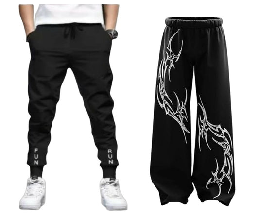 Attitude Combo Men's Regular Fit Printed Lower– Cotton Blend Joggers with Elastic Waistband & Pockets |