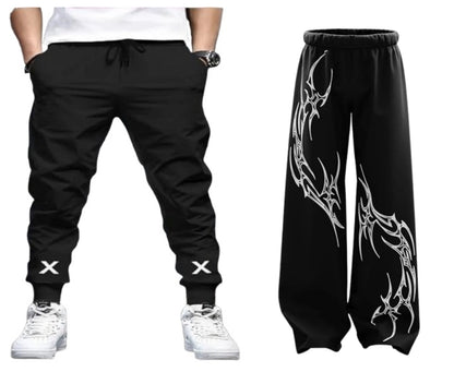 Attitude Combo Men's Regular Fit Printed Lower– Cotton Blend Joggers with Elastic Waistband & Pockets |