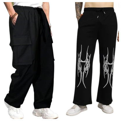 Attitude Combo Men's Regular Fit Printed Lower– Cotton Blend Joggers with Elastic Waistband & Pockets |