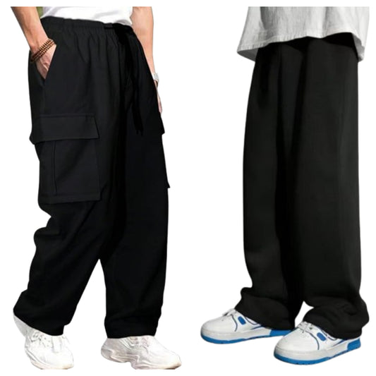 Attitude Combo Men's Regular Fit Printed Lower– Cotton Blend Joggers with Elastic Waistband & Pockets |