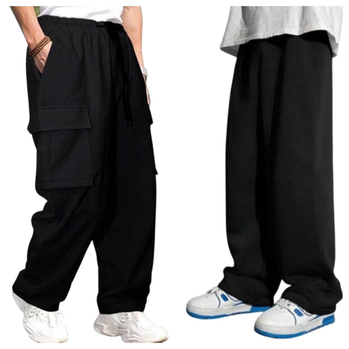 Attitude Combo Men's Regular Fit Cargo Baggy Lower– Cotton Blend Joggers with Elastic Waistband & Pockets |