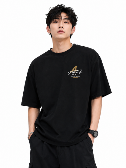 ATTITUDE START OF FASHION The World Is Yours Graphic Oversized Black T-Shirt