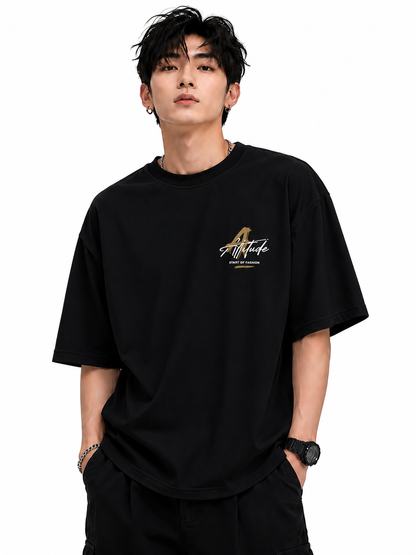 Attitude Men's Slogan Printed T-Shirt | Premium Cotton Casual Round Neck Tee for Men