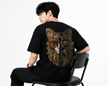 Attitude Cat Printed Oversized tshirt For Men| Trending T- Shirt