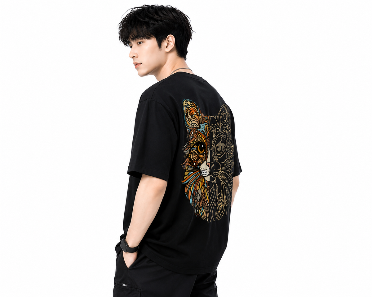Attitude Cat Printed Oversized tshirt For Men| Trending T- Shirt