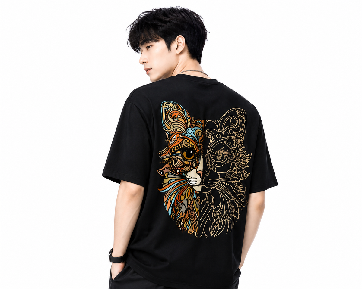 Attitude Cat Printed Oversized tshirt For Men| Trending T- Shirt