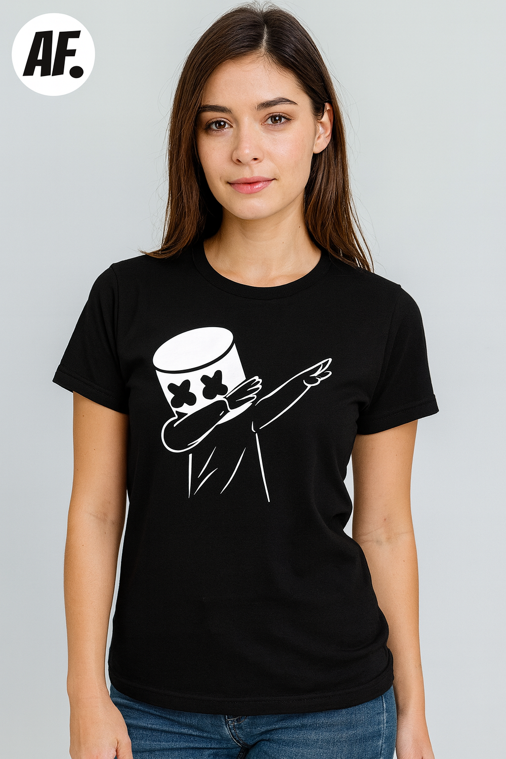 Attitude Start Of Fashion Women’s Black Graphic Tee with Dab DJ Print