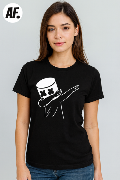 Attitude Start Of Fashion Women’s Black Graphic Tee with Dab DJ Print