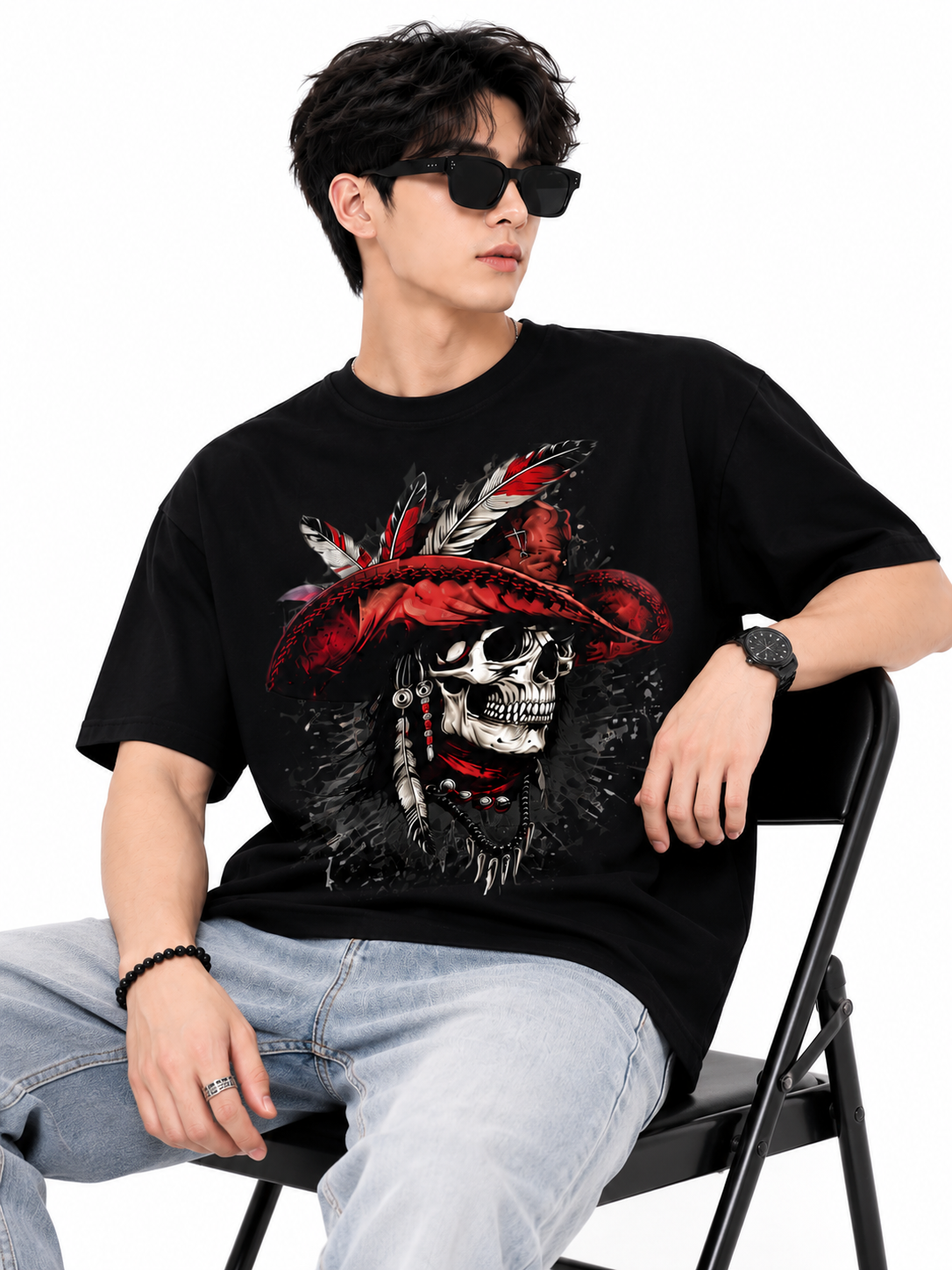 Attitude Men's Skull Graphic Printed  T-Shirt | Premium Cotton Casual Round Neck Tee for Men