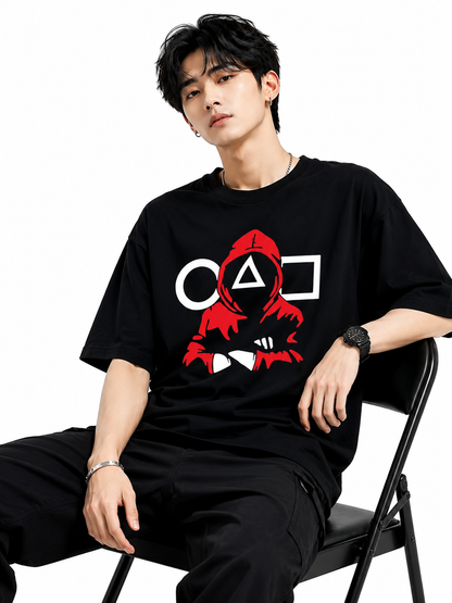 Attitude T-Shirts for Men | Oversized Squid Game Printed T-Shirt for Men | 100% Pure Cotton T Shirt