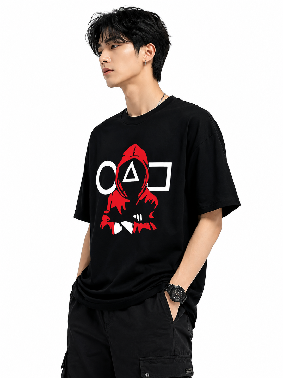 Attitude T-Shirts for Men | Oversized Squid Game Printed T-Shirt for Men | 100% Pure Cotton T Shirt