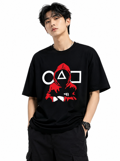 Attitude T-Shirts for Men | Oversized Squid Game Printed T-Shirt for Men | 100% Pure Cotton T Shirt